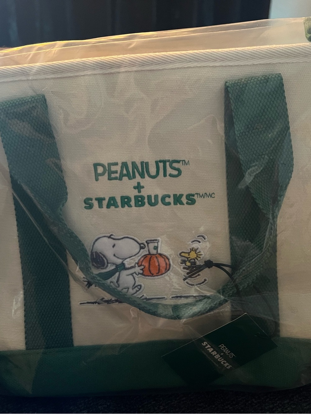 Starbucks x Peanuts Cream & Green Tote Bag